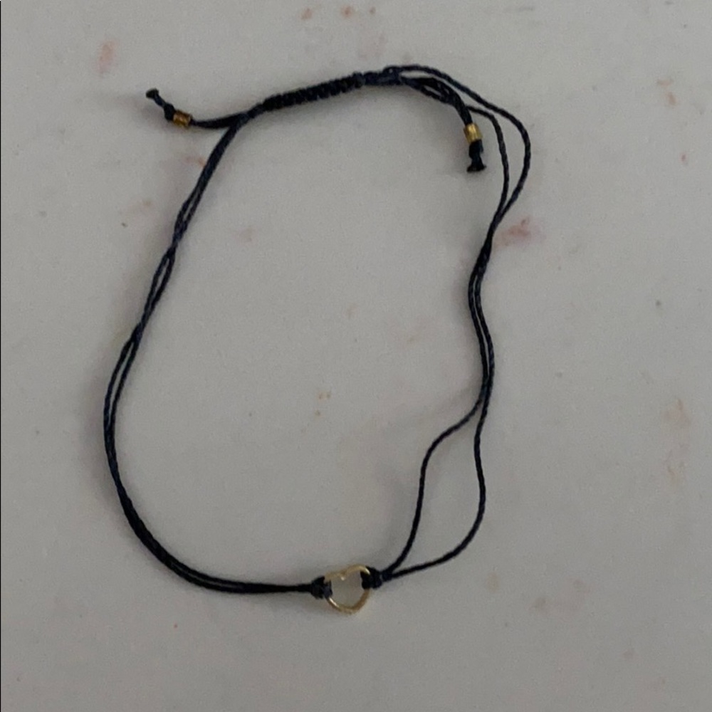 Black with gold heart adjustable bracelet